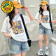G.DUCKKIDS女童夏裝牛仔短褲套裝2025夏季新款洋氣時(shí)髦兒童休閑夏款短袖T恤 CC-08款-短袖 170