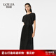 歌莉婭非遺香云紗新中式國(guó)風(fēng)改良旗袍盤扣v領(lǐng)收腰連衣裙  1C3L4K760 00B黑色 M