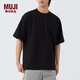 無印良品 MUJI  男式涼感雙層編織寬版T恤短袖打底衫夏季涼感物語AB07CC4S 黑色 S 165/84A