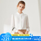 經(jīng)典故事（JANE STORY）2025新款法式泡泡袖襯衣女春秋內(nèi)搭正肩雪紡上衣長(zhǎng)袖白色薄紗襯衫 白色 M