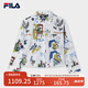 FILA 斐樂官方女子梭織上衣2025夏新款時尚休閑寬松涂鴉長袖襯衫 滿印一-ZA M 165/84A/M