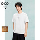GXG男裝 2024年夏季潮流撞色印花寬松短袖男 白色 175/L