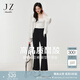 玖姿·安娜蔻極簡(jiǎn)肯豆褲微低腰醋酸修身九分微喇褲女2025夏季新款 素黑 XL