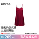 ubras七夕禮物流光珠貝蕾絲流蘇美背吊帶睡裙帶杯睡衣女家居服 睡裙-絲絨紅色 L