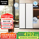 松下（Panasonic）510升 珍珠白玻璃門(mén) 零嵌對開(kāi)門(mén)冰箱 銀離子抗菌 深冷速凍 旋轉制冰盒 一級能效NR-B521PS-W