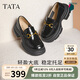 他她TATA樂福鞋女一腳蹬英倫單鞋 黑色 36