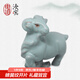 東道汝窯河南非遺領(lǐng)頭羊茶寵汝瓷開片茶道擺件禮盒裝 生肖 （天青）