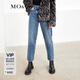 MO&Co.個(gè)性解構(gòu)錯(cuò)落中腰設(shè)計(jì)舒適棉質(zhì)牛仔褲 摩安珂moco 牛仔藍(lán)色 M 27