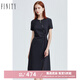 FINITY女裝連衣裙夏季新款藏青色圓領不規(guī)則設計感時尚A字裙 藏青色 M