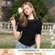 香影不規(guī)則黑色t恤短袖女2025夏季新款休閑圓領修身收腰上衣小衫 黑色 M