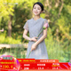 煙花燙中國風(fēng)連衣裙2025年夏新品復(fù)古a字年輕款小個子旗袍裙子 若末 灰色 M