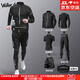 Walker Shop高端品牌跑步運動(dòng)套裝男夏季新款晨跑訓練腰包可放手機速干健身服 黑色六件套【有腰包可放手機】 XL【145-160斤】