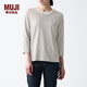 無印良品 MUJI 女式 印度棉天竺編織 七分袖T恤 BBK01A1S 銀灰色X圖案 L
