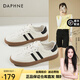 達(dá)芙妮（DAPHNE）紅色德訓(xùn)鞋小眾復(fù)古2025年春夏季新款平底休閑運(yùn)動(dòng)鞋軟底舒適 黑色 34
