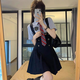 凡小如學(xué)院風(fēng)連衣裙女夏季2025年新款假兩件jk制服大碼收腰顯瘦小個(gè)子裙 藍(lán)色（送領(lǐng)帶） XL 【建議110-120斤】