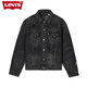 Levi's李維斯男士美式復古vintage休閑破洞水洗藍色牛仔夾克外套 煙灰色 0016X-0001 L