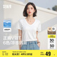 森馬（Semir）短袖t恤女涼感抗菌正肩修身2025夏顯瘦V領白色打底衫109325100002