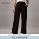 Calvin Klein Jeans春夏女士通勤松緊腰簡約ck字母針織開叉休閑褲J223488 BEH-太空黑 M