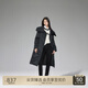 歐時力OCHIRLY 翻領(lǐng)中長款羽絨服女外套配腰帶保暖秋冬通勤簡約 黑色 S