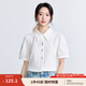 茵曼（INMAN）100%棉舒適文藝短袖襯衫2025夏季簡(jiǎn)約通勤百搭刺繡白襯衣 珍珠白 M