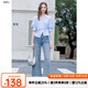 百圖betu女裝2025夏季新款襯衫不對稱收腰設計條紋氣質上衣女2507T29 藍色 M