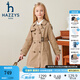 哈吉斯（HAZZYS）品牌童裝女童外套秋新品舒適挺括利落翻領(lǐng)休閑英倫風(fēng)薄外套 燕麥卡其 145
