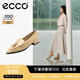 愛(ài)步（ECCO）豆豆鞋女 時(shí)尚潮流百搭尖頭百搭淺口樂(lè)福單鞋  型塑214283 裸色21428301211（牛皮革） 38
