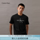 Calvin KleinJeans夏季男士潮流多色休閑通勤ck印花純棉短袖針織T恤40EM286 UB1-太空黑 M