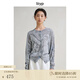 旅途原品ltyp 美麗諾絲毛抗起球原創(chuàng)藝術(shù)印花針織衫空調(diào)開衫上衣女 巖灰色-抽象藝術(shù)印花(預10-12) M