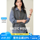 Basic House/百家好疊穿針織馬甲背心女早春新款顯瘦坎肩無袖上衣 灰色 L