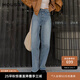 moussy【熱銷爆款】 經典高腰水洗直筒休閑牛仔褲028HAS11-2391 113深藍色 M