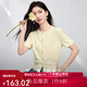 熙世界sllsky彩色紐扣短袖針織開衫夏薄款甜美風(fēng)藍(lán)色圓領(lǐng)上衣25年新款 鵝黃色 M