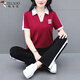 啄木鳥(niǎo)冰絲運動(dòng)套裝女夏季大碼時(shí)尚休閑百搭中年媽媽裝兩件套 棗紅  XL