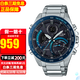 卡西歐（CASIO）男表EDIFICE太陽能藍牙紅牛賽車手表男 黑藍ECB-900DB-1B