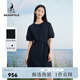 beanpole【度假連衣裙】濱波  春夏新款女士泡泡紗面料圓領短袖連衣裙 藏青色 S 160/84A