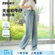 朱阿姨女大童天絲牛仔褲夏季薄款2025新款褲子初中生女孩闊腿褲春裝長褲 藍色 夏款 160