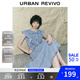 UR2025夏季新款女裝復(fù)古牛仔荷葉邊牛仔連衣裙UWG850114 藍(lán)色 M