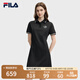 FILA 斐樂官方女裝針織連衣裙2025秋季新款時(shí)尚休閑防曬涼感POLO裙 正黑色-BK XL 175/92A/XL