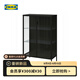 宜家（IKEA）RUDSTA魯?shù)滤顾ξ锕窨蛷d展示柜玻璃柜手辦墻角收納柜 煤黑色80x37x120cm