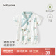 babylove【清倉】嬰兒連體衣夏季薄款新生兒衣服寶寶莫代爾短爬哈衣國風(fēng) 香桂月兔 80cm