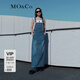 MO&Co.后開叉長款水洗藍棉質(zhì)牛仔連衣裙背帶裙日系氣質(zhì)裙子女摩安珂 牛仔藍色-第2批 M 165
