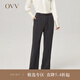 OVV【日本進口三醋酸】OVV2022秋冬新款女裝系帶簡約利落通勤休閑褲 咖色B2 S