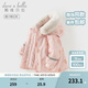 戴維貝拉（DAVE＆BELLA）冬季新款工裝風(fēng)女童棉服連帽兒童外套小童棉襖外衣加絨女寶寶衣服 小熊印花【現(xiàn)貨】 110 cm（建議身高100-110cm）