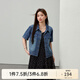 纖莉秀【藍海島嶼】復古港風外搭牛仔外套大碼女裝胖mm2025夏新款1227 牛仔藍 XL
