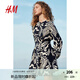 H&M女裝連衣裙2025秋季新款中式領(lǐng)收腰設(shè)計(jì)感碎花連衣裙1271151 黑色/圖案 S 160/88