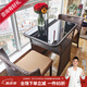 紫葉陽(yáng)臺(tái)小桌椅 一桌兩椅家用小戶型茶幾創(chuàng)意簡(jiǎn)約收納組合藤椅三件套 長(zhǎng)方桌 深棕75x55，【配坐墊】