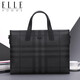 ELLE HOMME男士公文包 時(shí)尚條紋撞色手提包大容量PVC配皮單肩斜跨包14英寸電腦包EA188211211黑灰