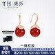唐后（TH）紅瑪瑙耳環(huán)女925銀耳釘時尚耳墜簡約氣質(zhì)耳飾送生日節(jié)日禮物 玫瑰金色紅瑪瑙