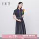 菲妮迪夏季新款洋氣連衣裙真絲波點(diǎn)收腰拼接時(shí)尚中長款裙子女 藍(lán)色點(diǎn)點(diǎn) L