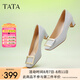 他她（TATA）氣質(zhì)方扣單鞋女鞋2025新粗跟高跟鞋法式鞋子女鞋7YO01AQ4 蘭灰 37